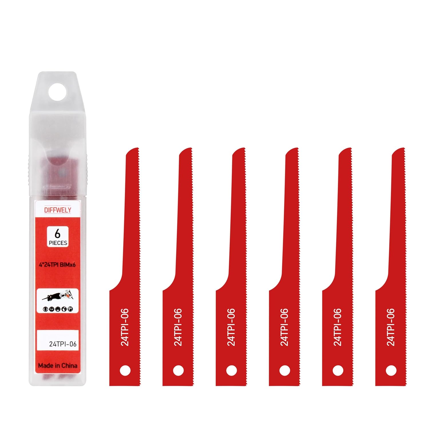 P4EV-6 Air Reciprocating Saw Blades Fits for Ingersol Rand air Saw, 4” 24 TPI Fine for Standard 1/2" Shank Air Saw Blades for Metal (6 Pack