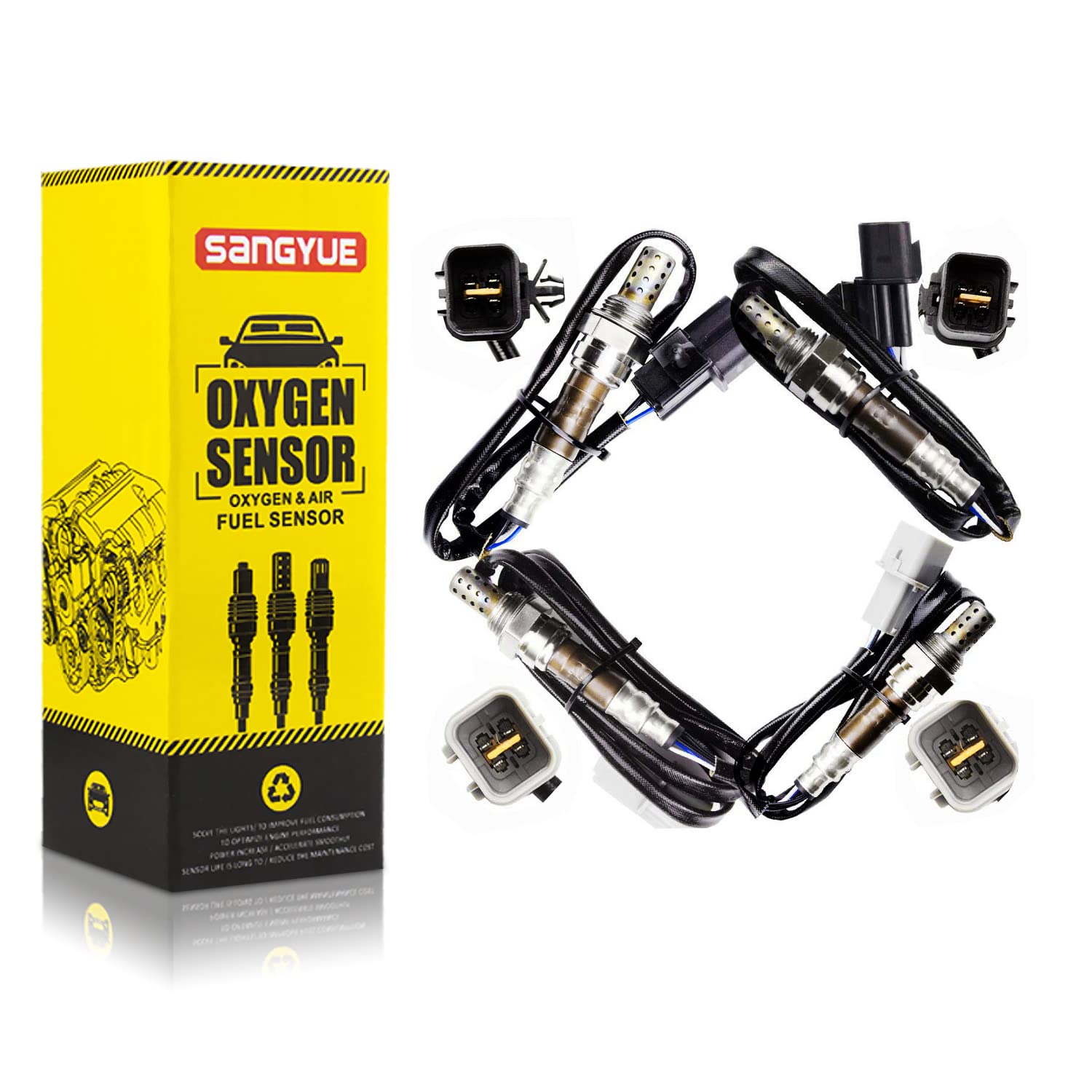 Sangyue4PCS Upstream + Downstream Oxygen Sensor 1 & 2 for 2004 -2011 Mitsubishi Endeavor 3.8L