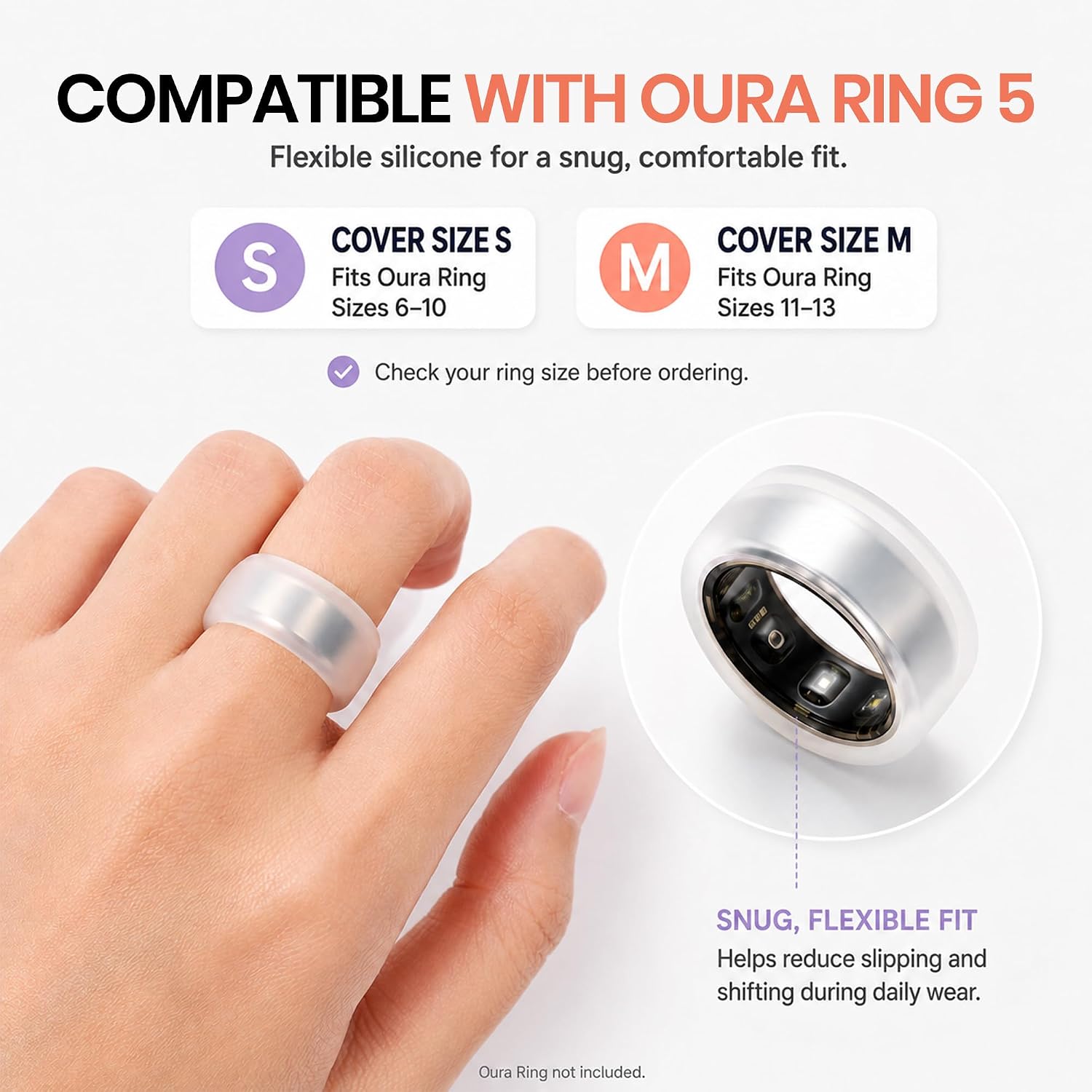 5 Pack Silicone Ring Covers Compatible with Oura Ring 5, Anti-Scratch image 2