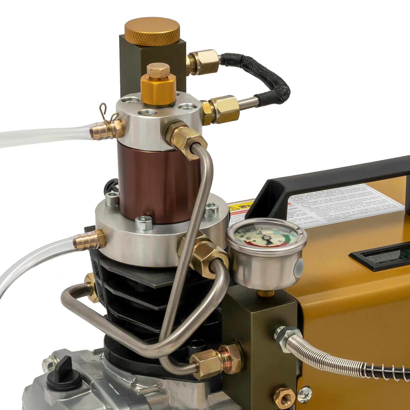 PCP Kompressor 300 Bar, 1.8KW Hochdruckluftpumpe mit 100L/min Füllleistung, Elektrische Luftpumpe mit LCD-Temperaturanzeige & Sicherheitsventil für PCP-Gewehre, Paintball & Tauchflaschen bis 2L, Gelb