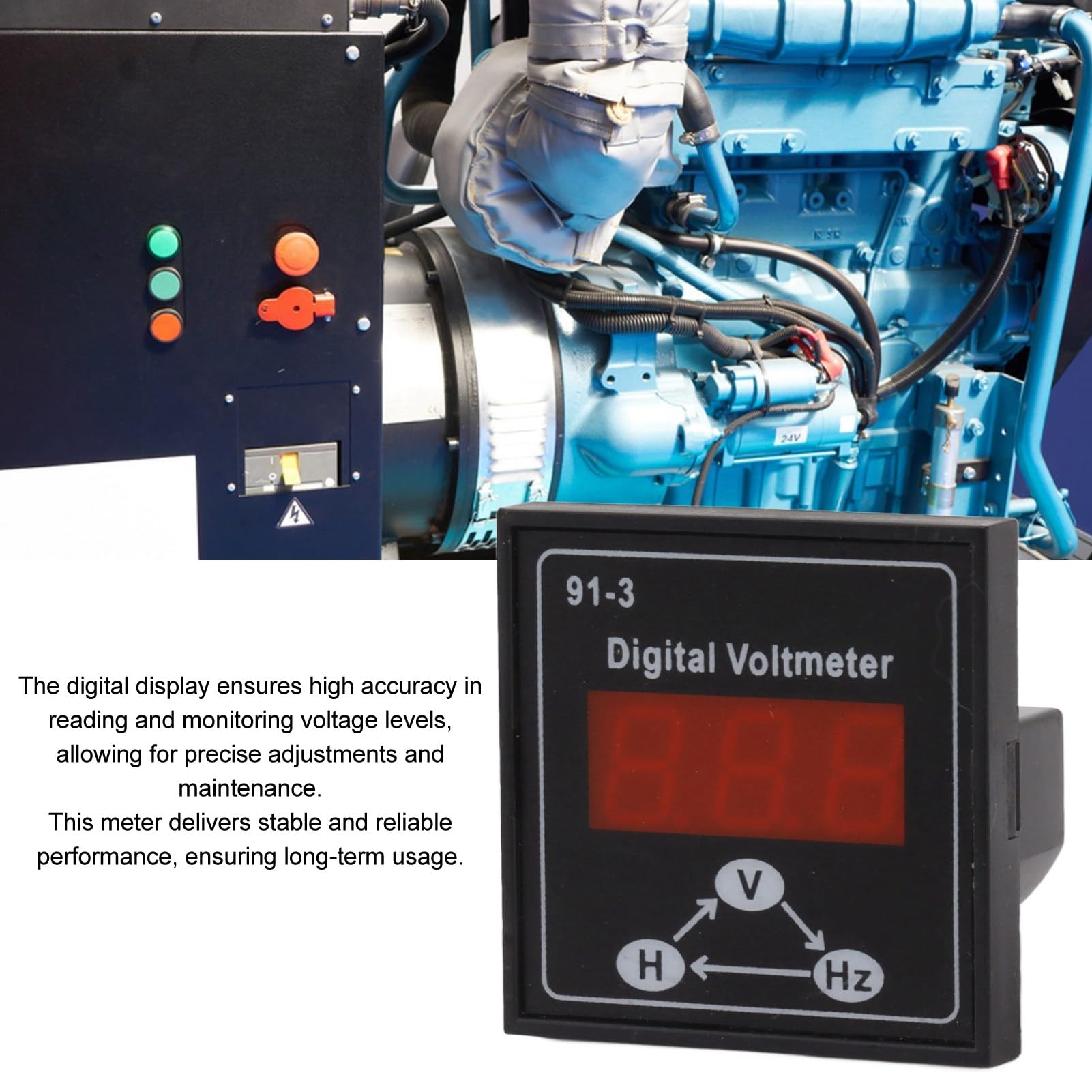 Voltmetro Digitale Per Gruppo Elettrogeno a Benzina - 91 3 Misuratore Display Digitale - Misuratore di Tensione Trifase Monofase - Accessori Per Generatori di Misuratori di Tensione Ca