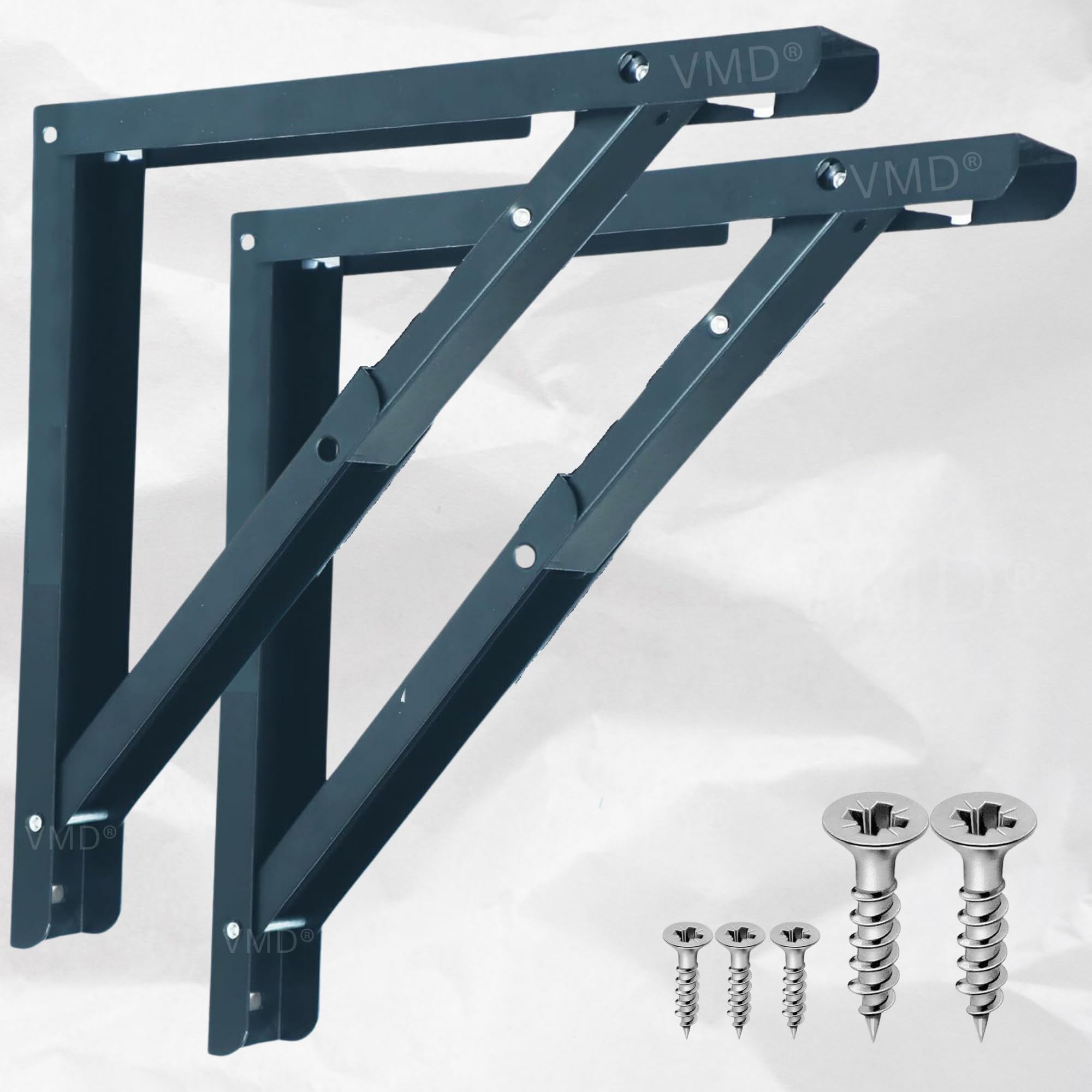VMD, Heavy Duty 18" (Grey) Foldable Shelf Bracket, DIY Folding Shelves, l Bracket, Wall Brackets, Wall Angle Bracket, Folding Table Bracket with Fittings for fold Down Steel Table (Pack of 2) (B0D7BNMVKX) Amazon Price History, Amazon Price Tracker