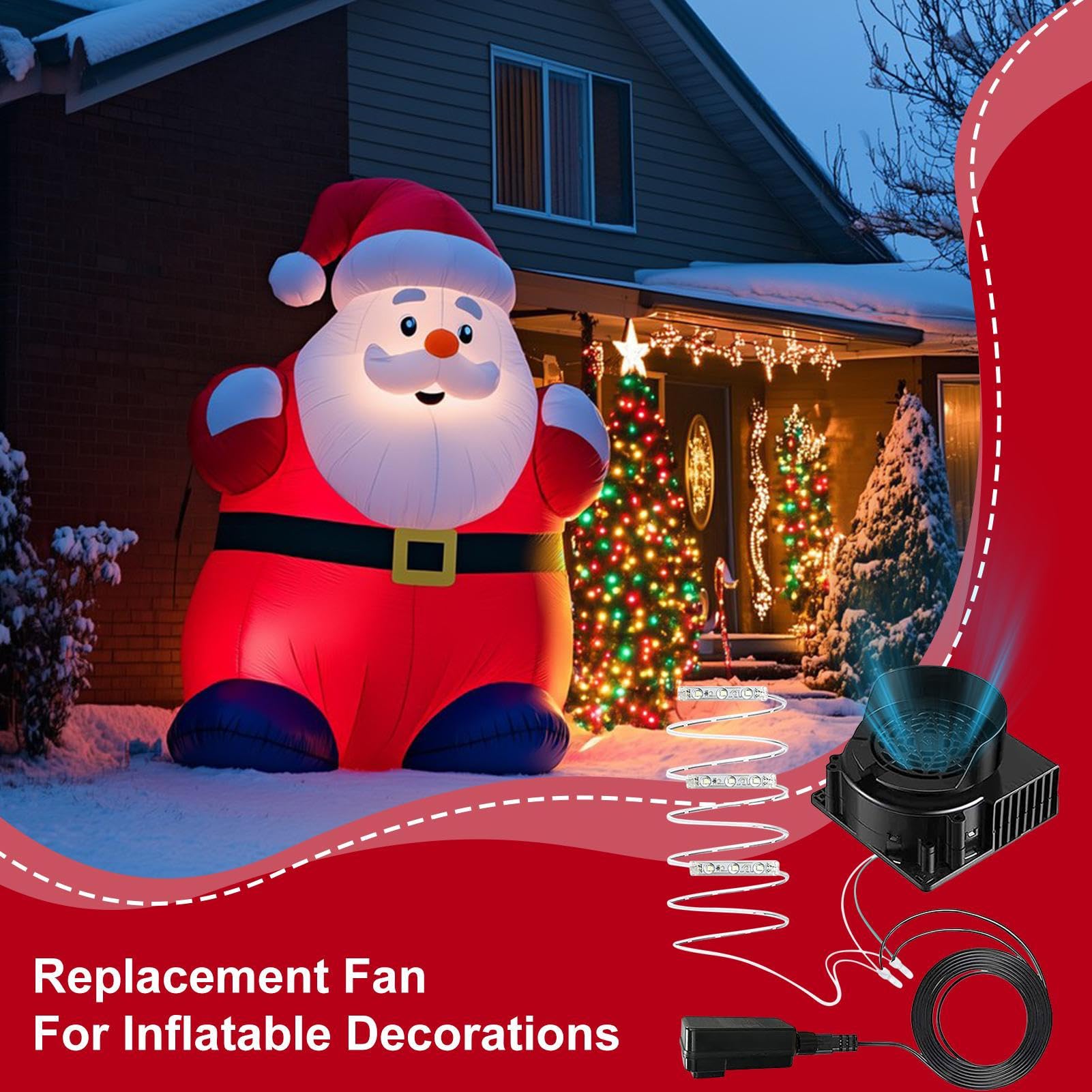Générique Ventilatore di ricambio per articoli gonfiabili,Sostituzione soffiatore con 3 luci a LED | Forniture per feste di Natale Carnevale Halloween Decorazioni Da Giardino Spiaggia E Campeggio