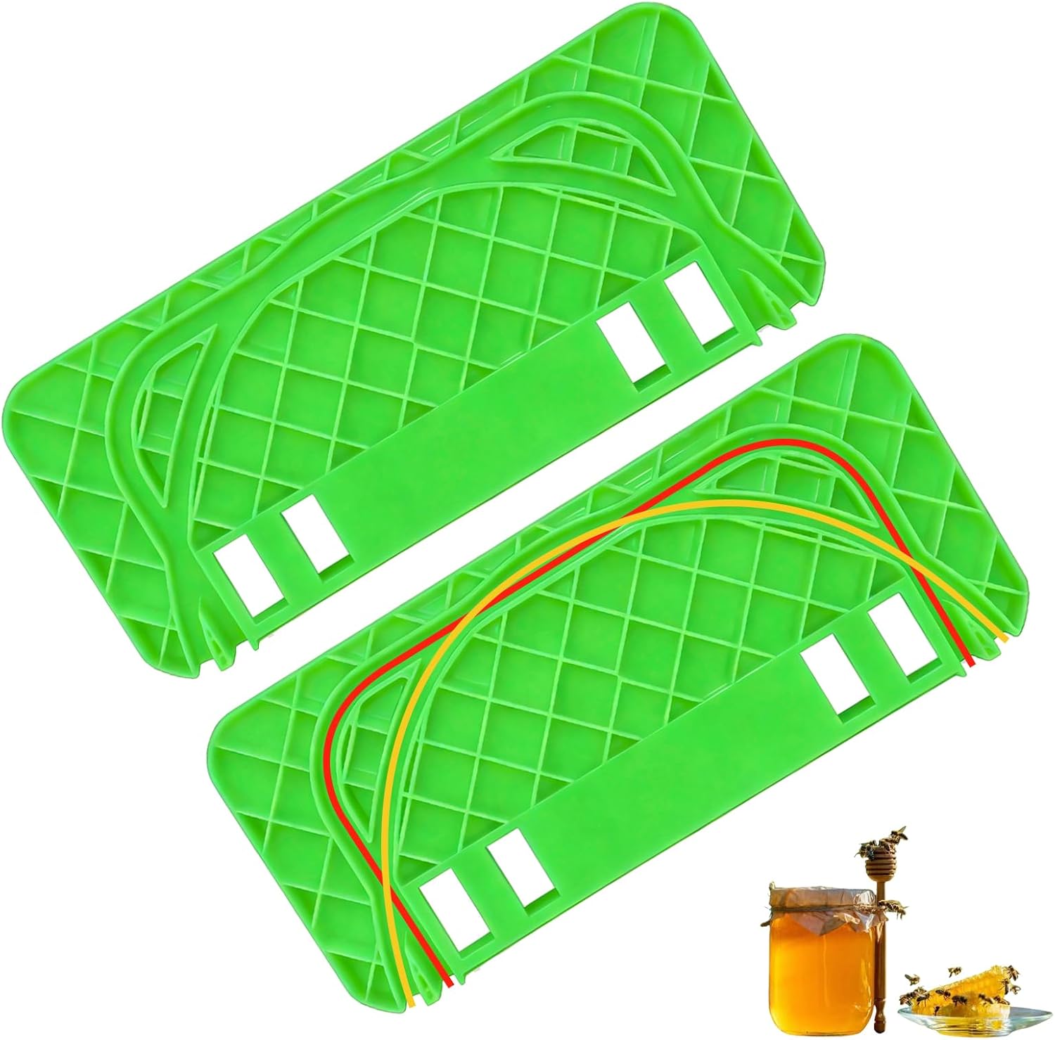 HIMO Honey Uncapping Tank Holder, Beekeeping Honeycomb Scraper Tool, Yellow Honeycomb Frame Support, Compatible with Square and Round Containers, Durable Plastic Honeycomb Frame
