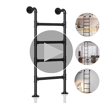YYOBK 4.8FT Wall Mounted Metal Step Ladder for Home Loft