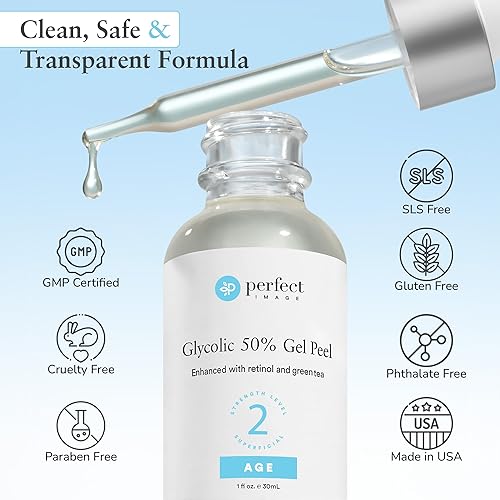 Miniatura 18 de Cáscara de gel de ácido glicólico al 30%, mejorada con retinol y extracto de té verde (peeling químico profesional), 1 onza líquida, 1.0 fl oz 30%