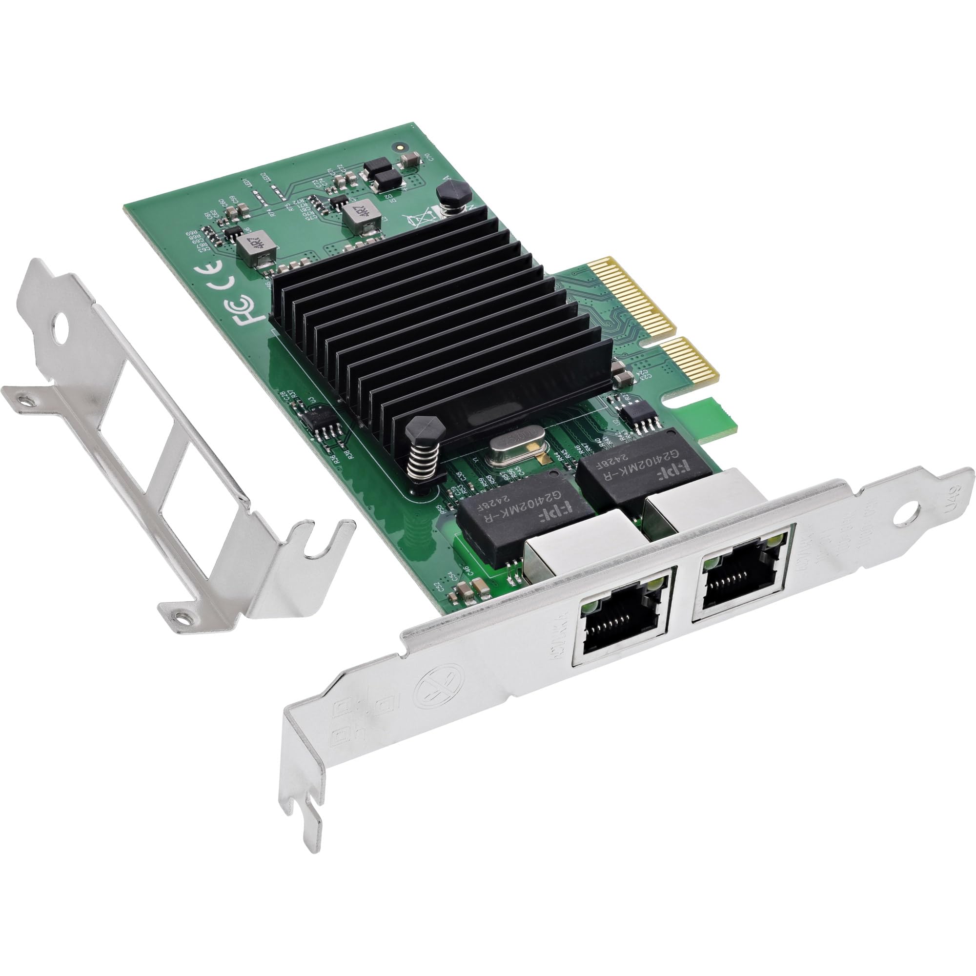 Inline Dual-Gigabit 51125B - Scheda di rete PCIe x4, Intel 82576EB, 2 x RJ45 1 Gb/s, VLAN, Jumbo Frames, slot low Profile