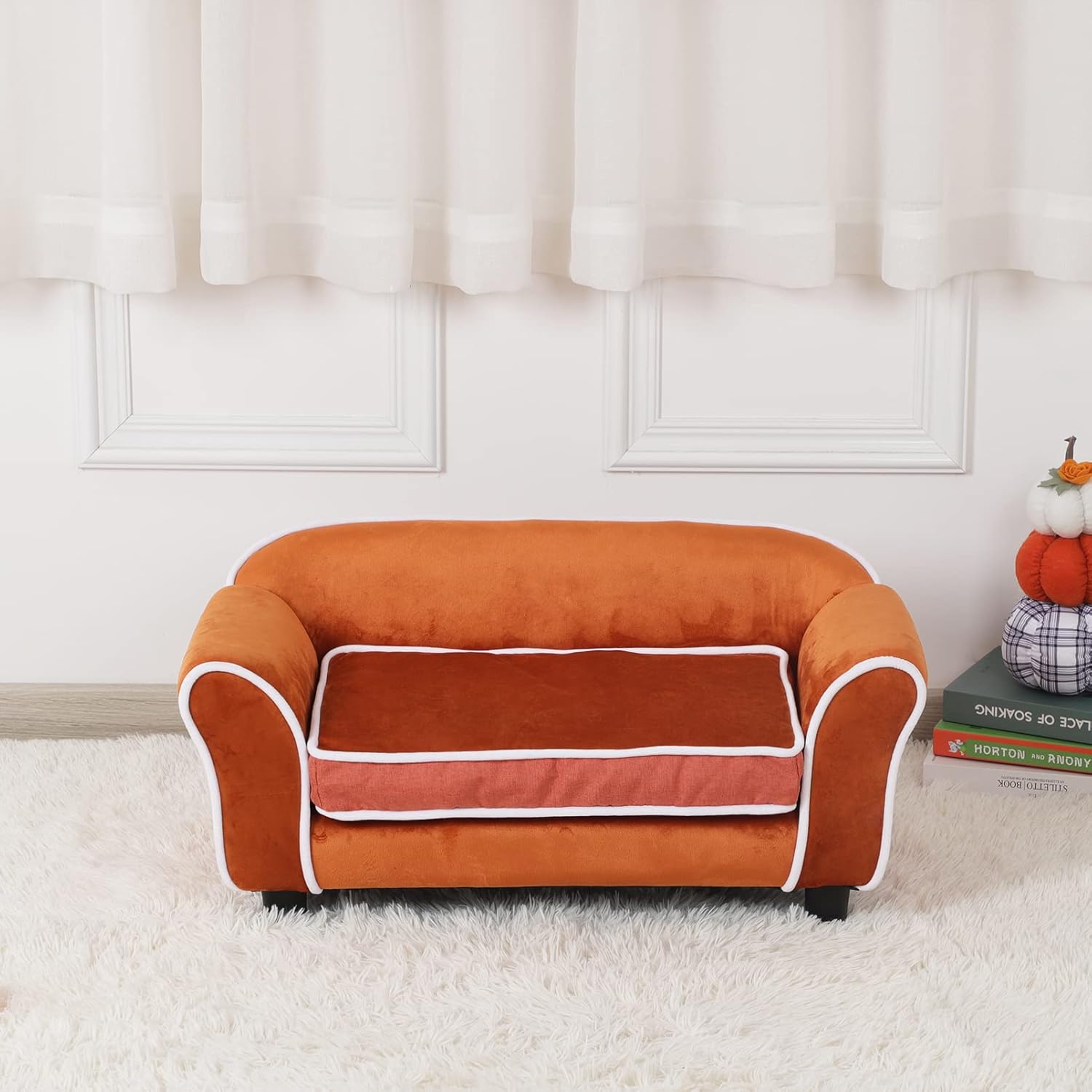 Getifun Small Dog Sofa Bed, Velvet Cat Couch with Washable