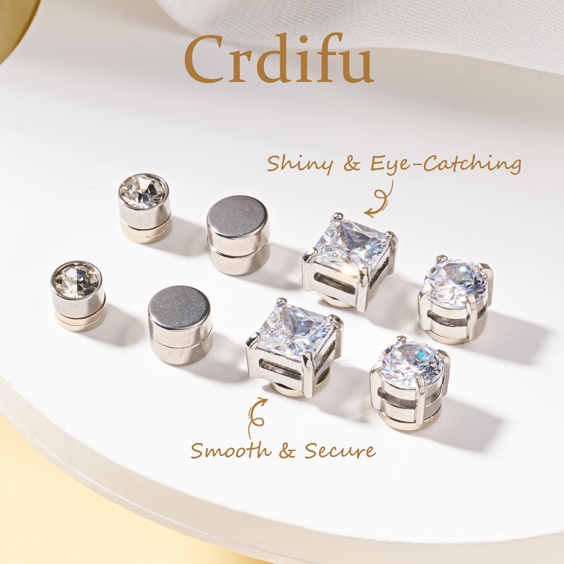 Crdifu Orecchini magnetici in Acciaio Inox per Uomini Donne Senza Piercing orecchino Falso Argento Nero