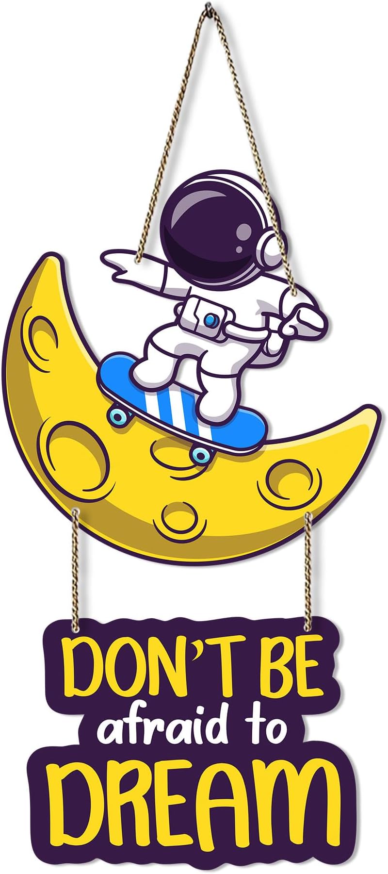 Artvibes Astronaut on the Moon Wooden Wall Hanging with Quotes for Home Decor | Office | Gifts | Living Room | Wooden Decorative Items | Modern Decoration | Artworks Wall Hangings (WH_5738N)