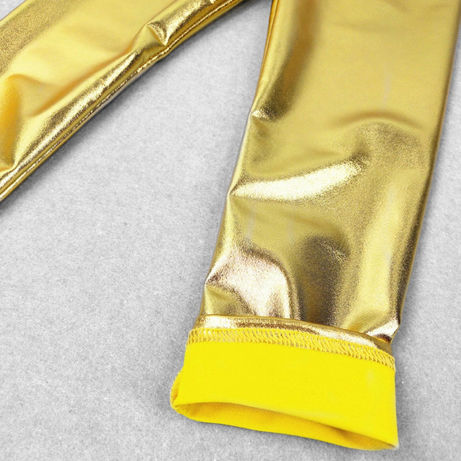 Generisch Glitzer Hose Lange Kinder Metallic Gerade Glitzerhose Mädchen Jungen Karneval Party Disco Tanzhose Elastic Waist Glänzend Gold Hose Tanze Kleidung Performance Kostüm Fasching Kinderkostüm