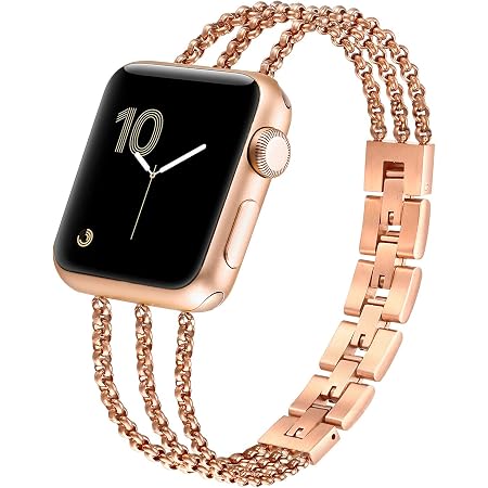Amazon.com: fastgo Compatible con correas de Apple Watch de 1.614 in, 1.575  in, 1.496 in, para mujer, cadenas de metal de acero inoxidable, correas de brazalete  para iWatch 42/44/45 SE Series 7