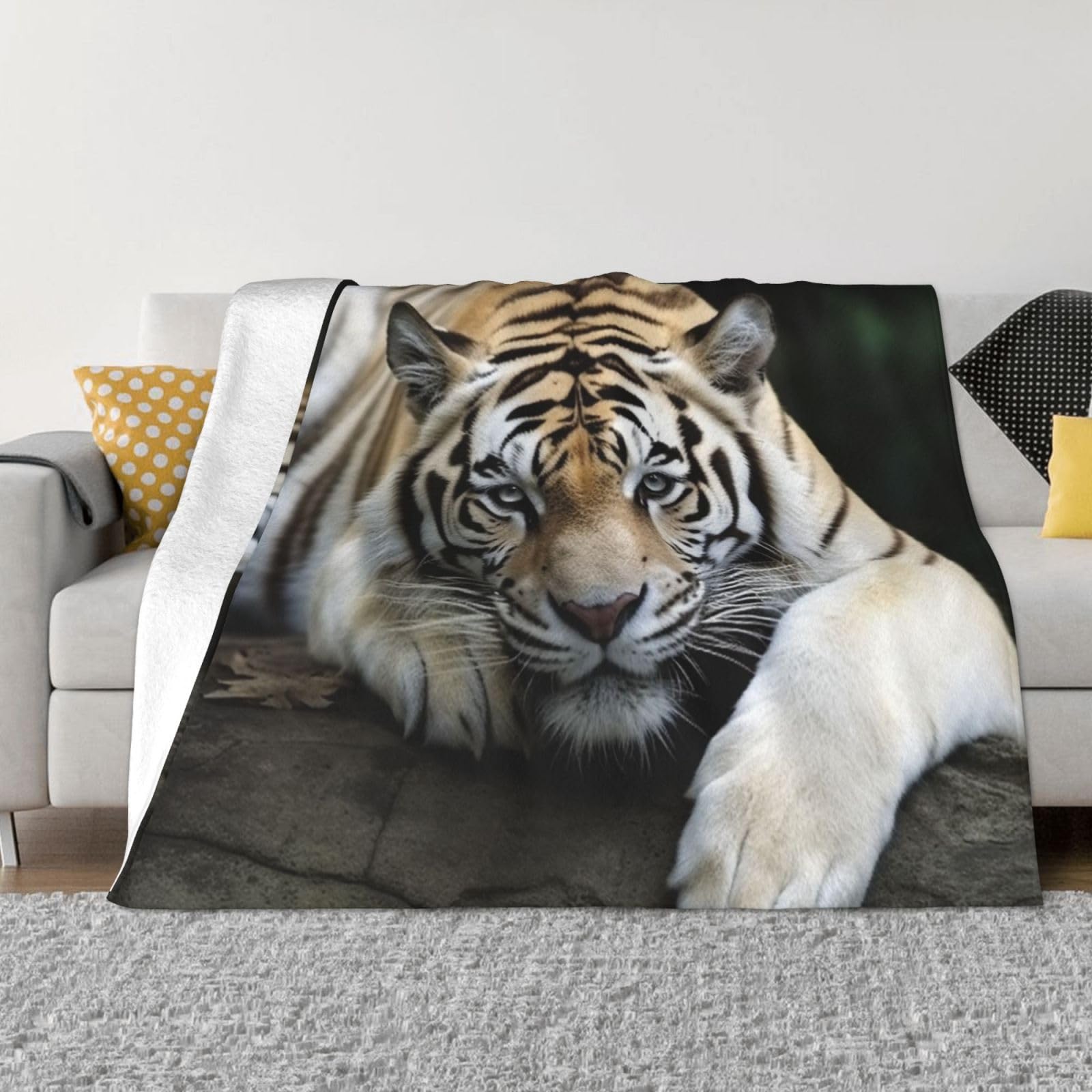 Couverture pelucheuse et légère idée cadeau originale motif tigre