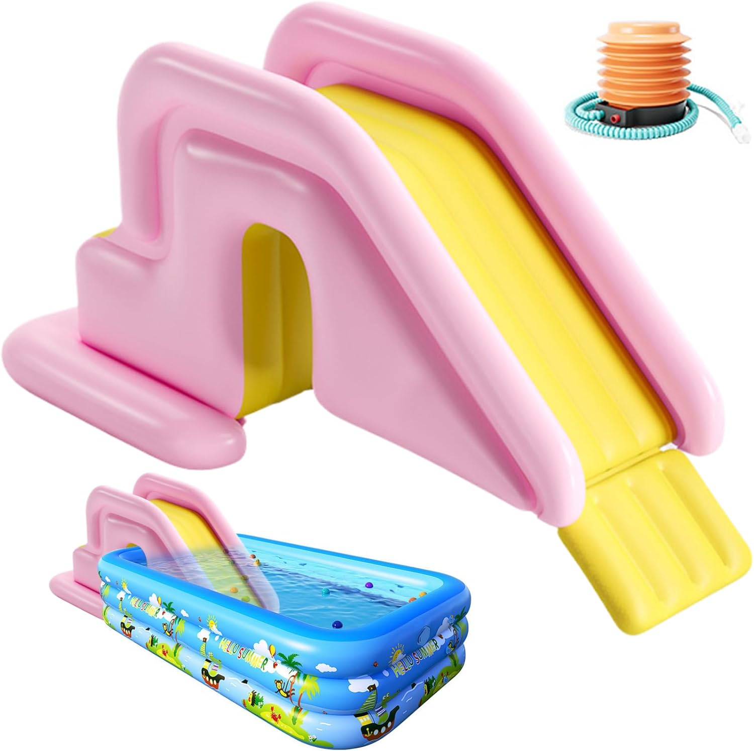 Inflatable Pool Slide, 78.7x33.5x31.5 Inch PVC Swimming Pool Slide, Wide Water-Fillable for Outdoor, Indoor, Backyard, Style-2 #·