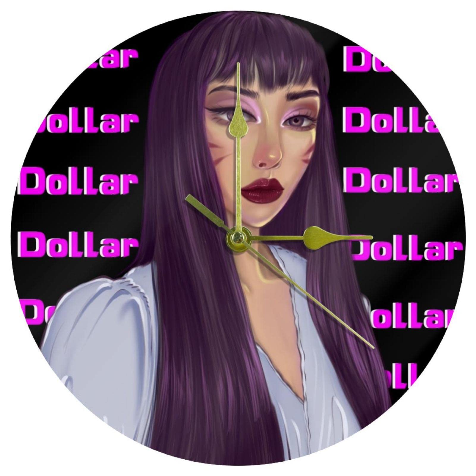 Horloge murale en acrylique 24 cm design rond noir et blanc pour salon et cuisine