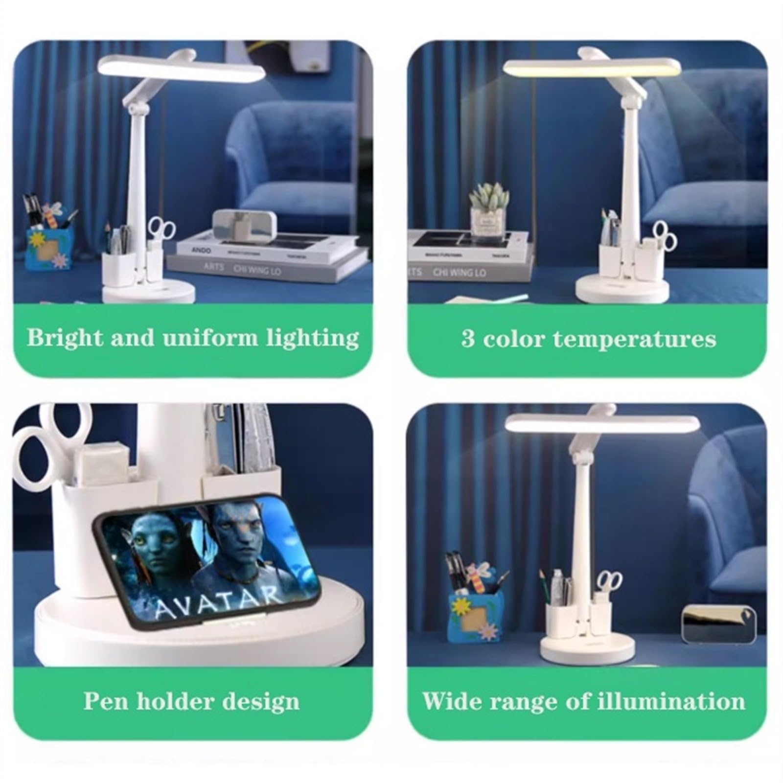 Lampada da Scrivania Lampada da scrivania, Lampada da scrivania a LED for ufficio domestico, Lampada da tavolo touch con 3 modalità colore e attenuazione continua, Luce da scrivania dimmerabile con po