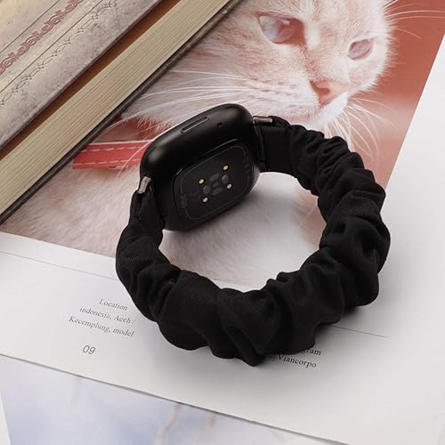 Miniatura 8 de GTHY Compatible con bandas Fitbit SenseVersa 3Versa 4Sense 2, para mujeres, correas de repuesto de tela de coletero, accesorios, talla L y pequeña