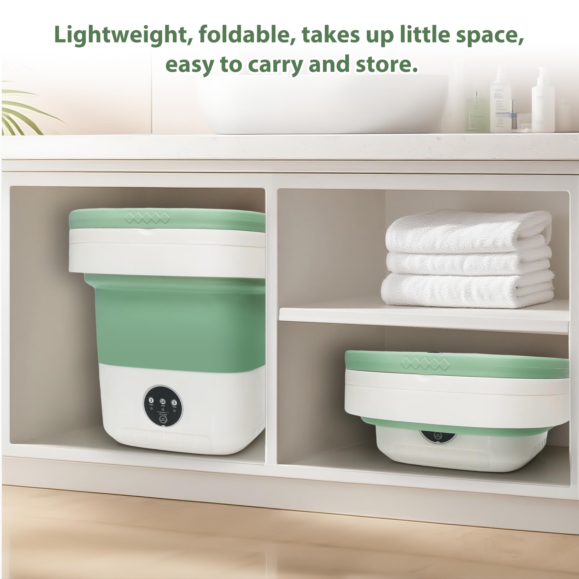 17L Portable Mini Washing Machine, Foldable Compact Washer with Spin Dryer, 3 Wash Modes for Baby Clothes, Underwear & Socks, Perfect for Apartments, Travel, Dorm & RV Living — view 7