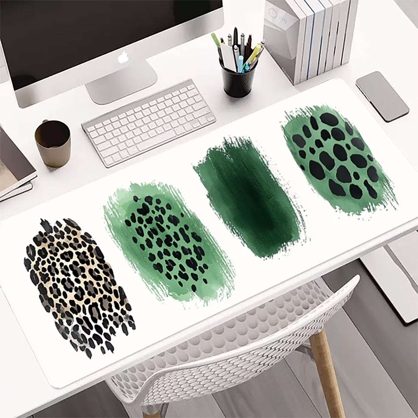 Lpfieonn Einfach Großes Schreibtischunterlage, XXL Schreibtischunterlagen, Weiß XXL Wasserdicht Gaming Mousepad mit Vernähter Rand und Rutschfeste Gummibasis, für Laptop/Hause/Büro 120x60cm PF-3067