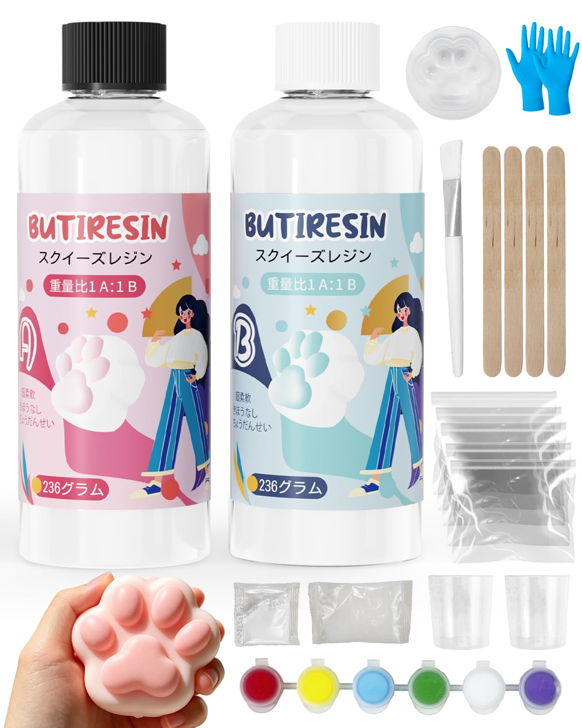 スクイーズ専用 Amazon | スクイーズレジン （8oz+8oz）大容量スターターキット 1:1 AB