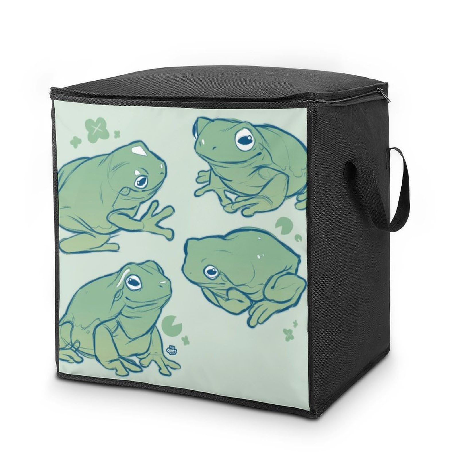 Lyfthologen 70L Storage Bags, Cute Frog Storage Box with Lid Zipper And Handles, Clothes Bags for Quilt, Blankets, Bedding