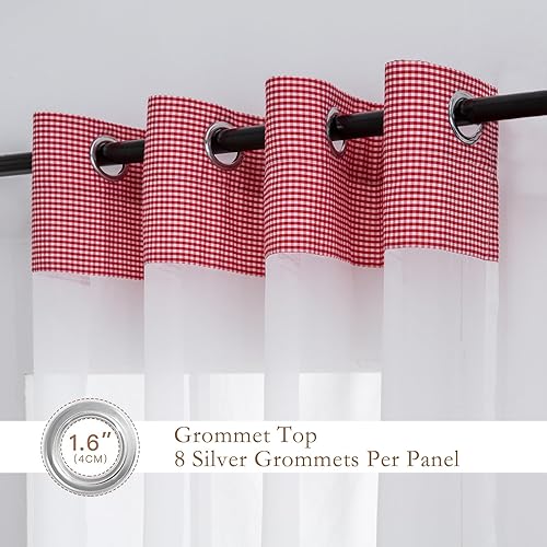 Miniatura 3 de Cortinas traslúcidas blancas de 96 pulgadas de largo, juego de 2 paneles de cortinas rurales para sala de estar y dormitorio con alzapaños en la