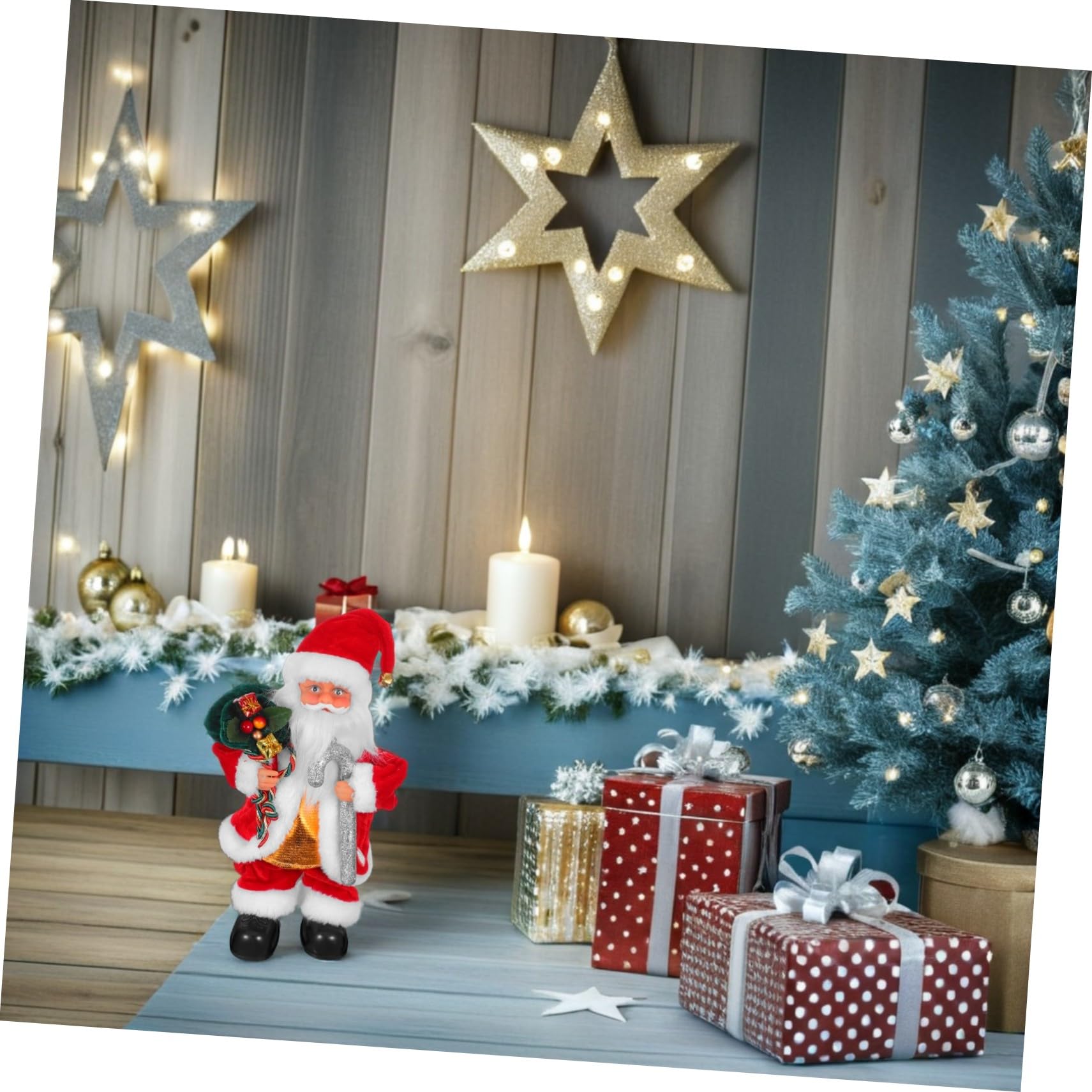 SUPVOX Muñeco Eléctrico de Papá Noel con Música Juguete Navideño Móvil y Decoración Festiva para Regalo Original para Fiestas y Navideño Hogar