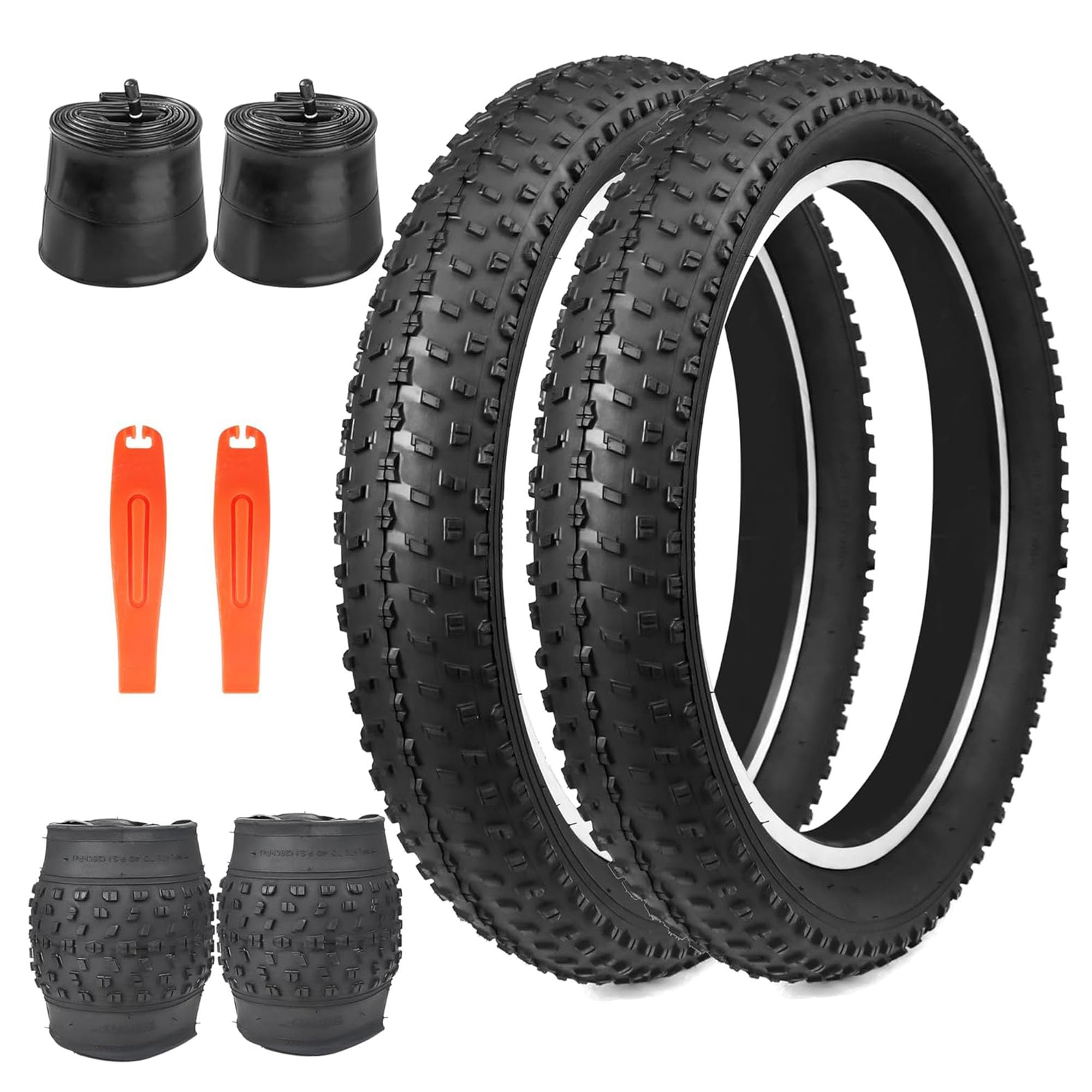 Fat Bike Tires 20 pollici pneumatici per bicicletta elettrica 20 x 3,0 e 2 pezzi di tubo da 20 pollici 20 x 3,0 AV35 mm Heavy Duty E-Bike Mountain Snow Bike