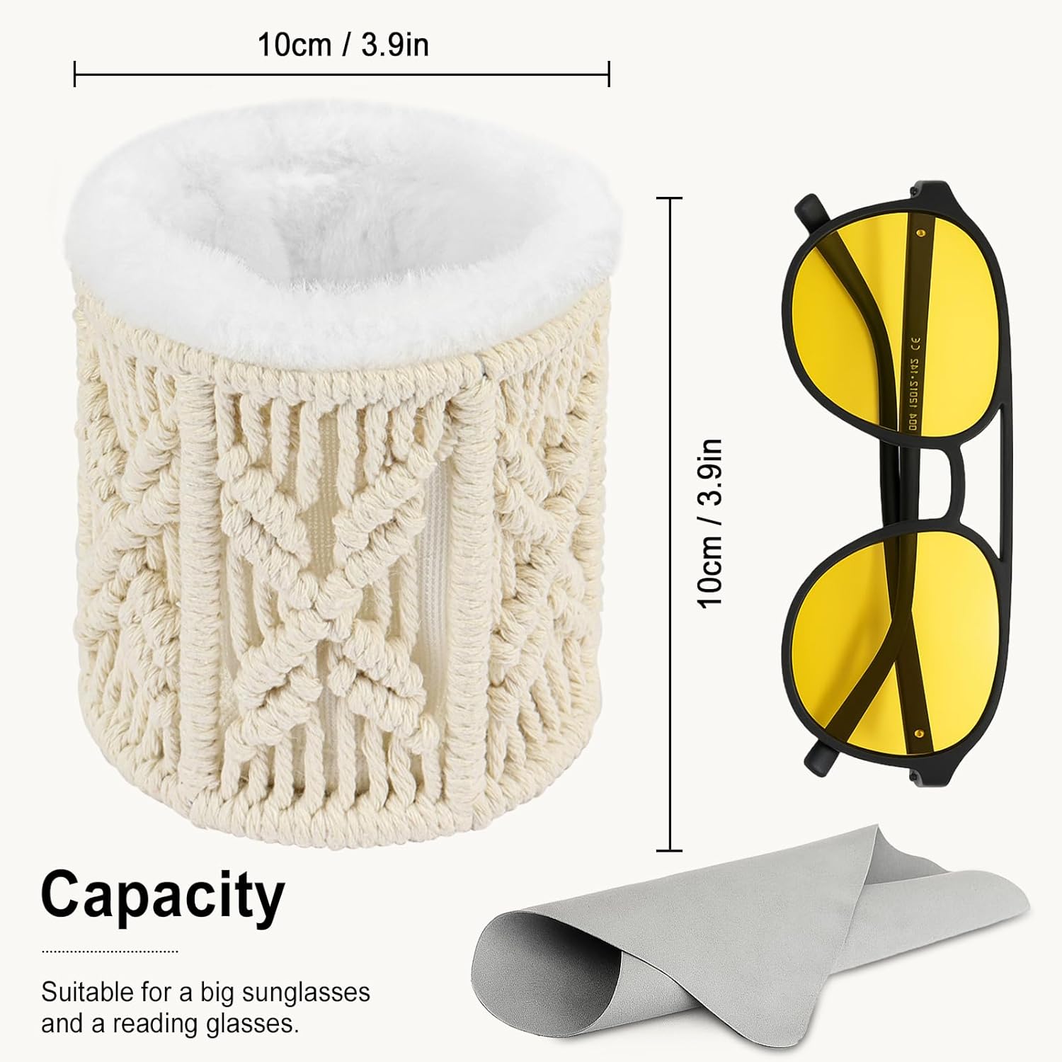 RayLove Glasses Holder for Nightstand, Boho Decor Eyeglass Case, Plush Lined Glasses Holder Stand for Office Desk Organizer - Image 6