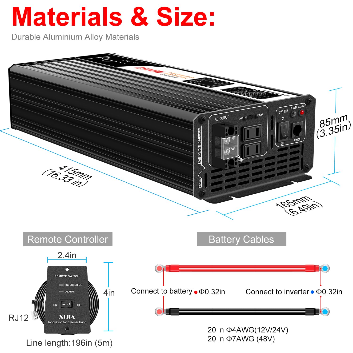 Amazon.co.jp: Xijia純正弦波 インバーター2500W DC 24VをAC 100V 変換
