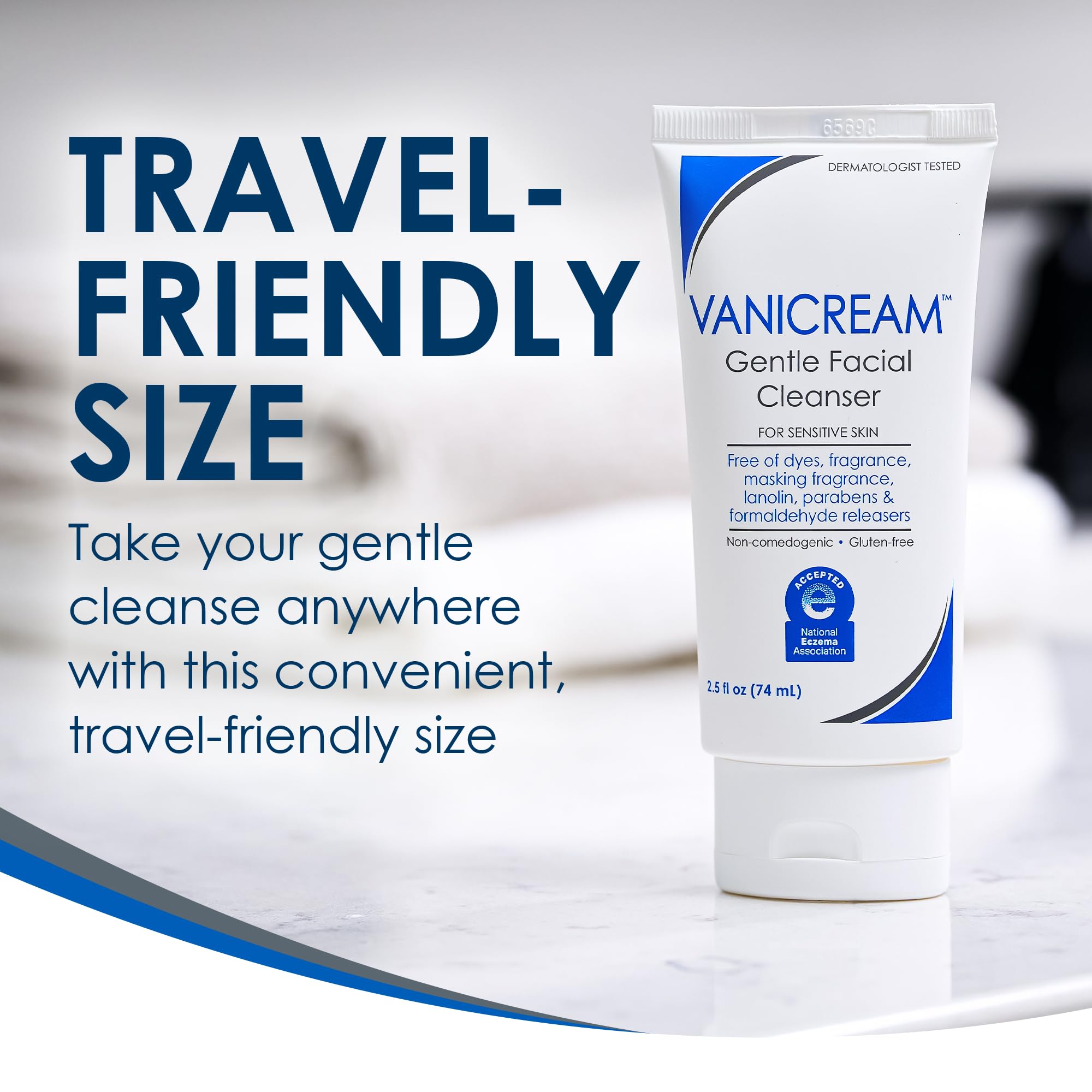Vanicream Gentle Facial Cleaner, 2.5 Fl Oz, Formulated without Common Irritants for Sensitive Skin, Removes Makeup, Dirt & Excess Oils, Non-Comedogenic, pH-Balanced Face Wash