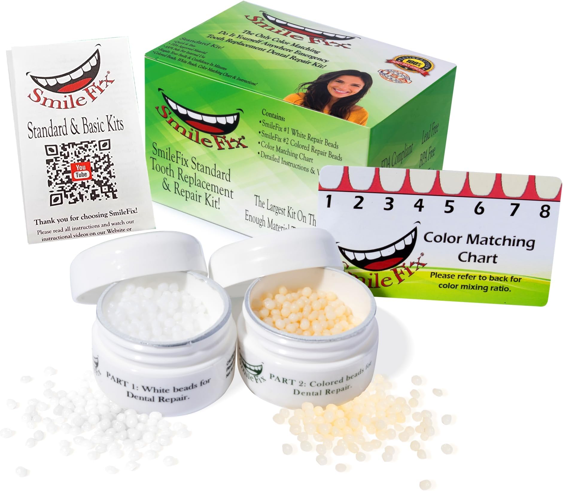 Smile Fix Standard Color Matching Dental Repair Kit – Replace Missing or broken tooth. Gaps, broken teeth space temporary quick & safe. Regain your confidence and beautiful in minutes at home!