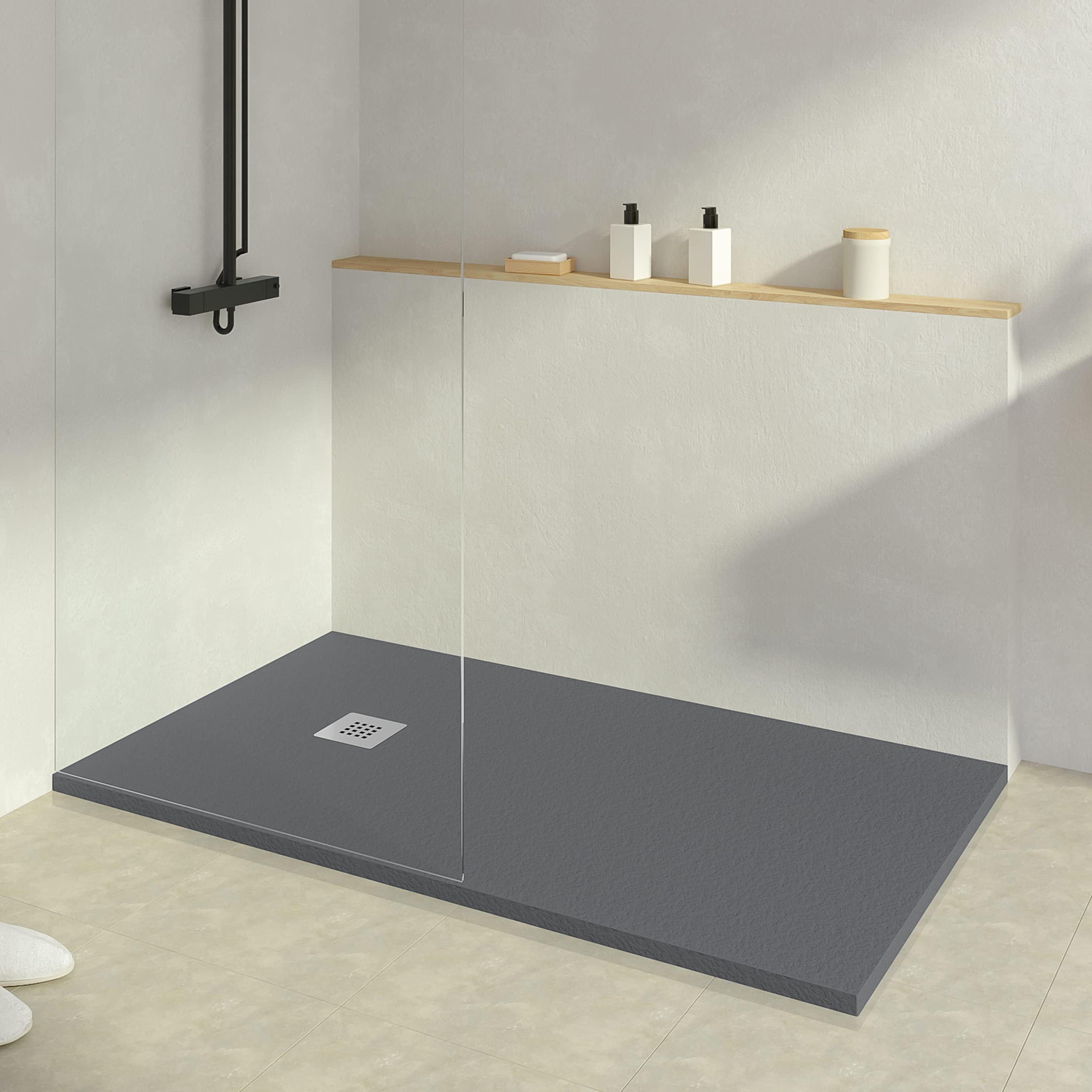 KOES - Plato de Ducha de Resina INDO – 120x130 – Antracita RAL 7016