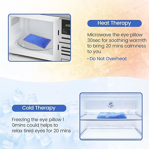 Vista 7 de SuzziPad Almohadas de ojos de lavanda para relajación con aromaterapia, máscara de ojos ponderada para dormir, meditación, compresa ocular caliente