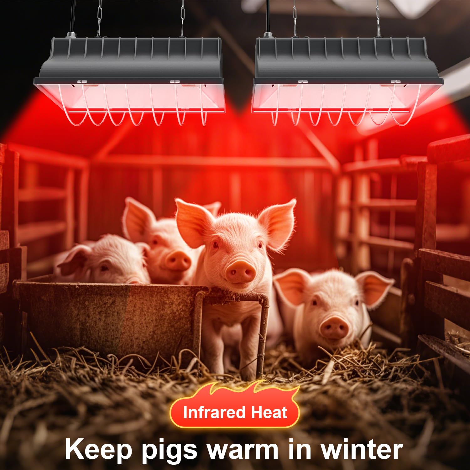 2 sztuki grzejnika do kurnika, aluminiowa lampa grzewcza dla 30 piskląt lub kaczek, 4 x 250 W, rura lampy grzewczej z 2 regulowanymi temperaturami i żelaznym łańcuchem 2,4 m, dla płazów, zwierząt