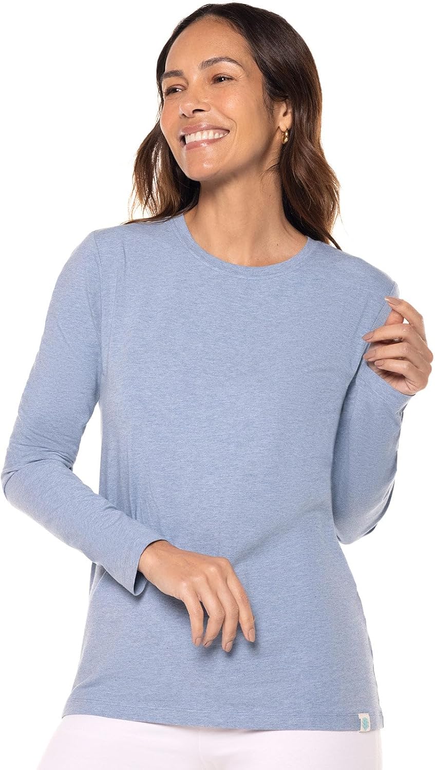 Long Sleeve Crewneck T-Shirt - UPF 50+ Sun Protection - Women's Morada in White (3X-Large)