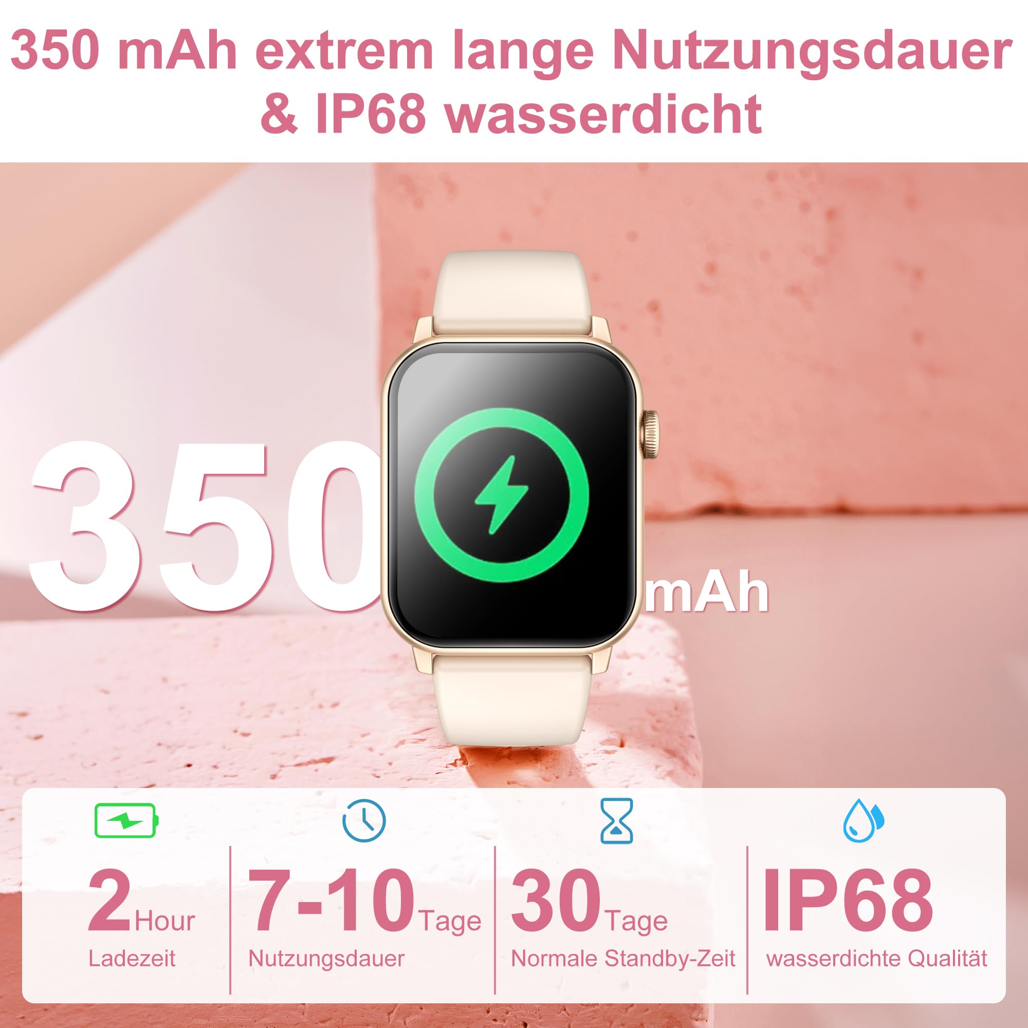 Smartwatch Damen Herren,Smartwatch mit Telefonfunktion,1.85"HD Fitnessuhr,Smart Watch for Women mit 110+ Sportmodi,IP68 Fitness Tracker Herzfrequenz/SpO2/Schrittzähler & Schlafmonitor für iOS Android