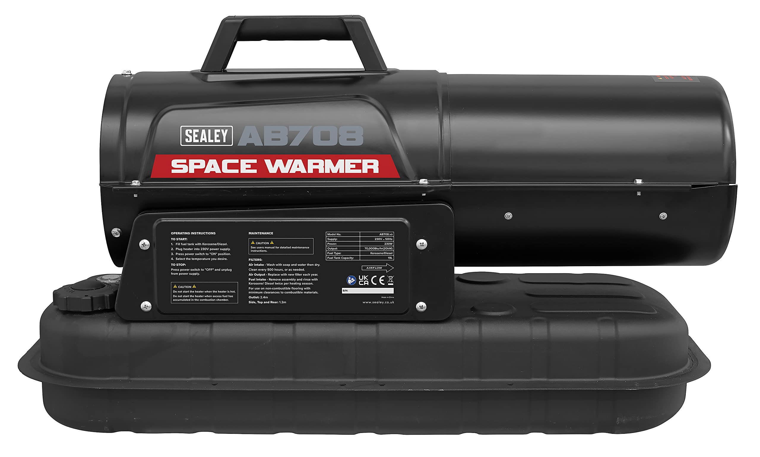 Amazon.com: AB708 Space Warmer Paraffin, Kerosene u0026 Diesel Heater  70,000Btu/hr without Wheels : Tools u0026 Home Improvement