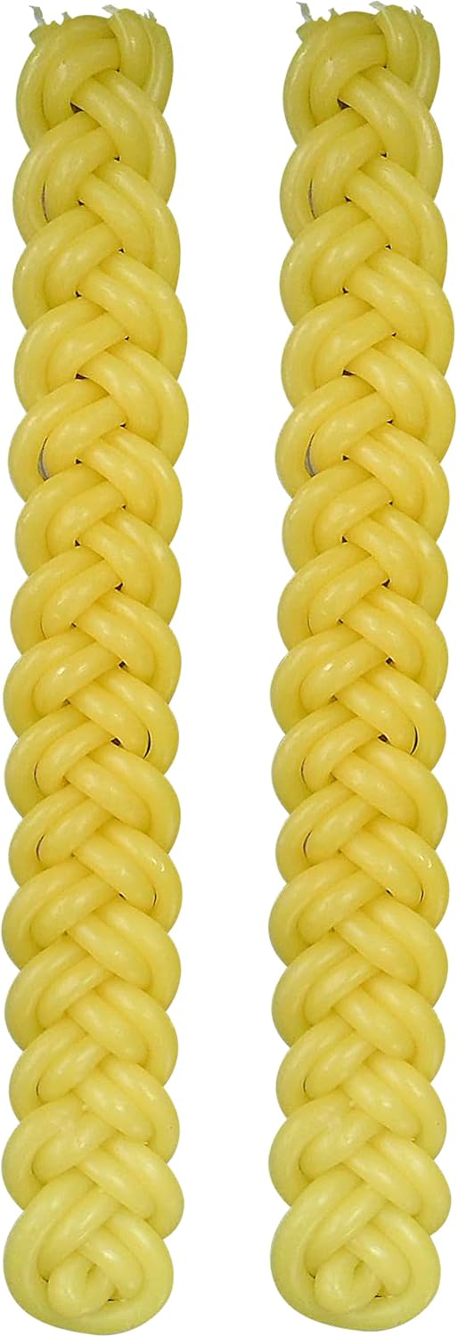 Jerusalem Candles Havdalah Candle - Braided Yellow - Flat Havdallah Candles - 2 Pack