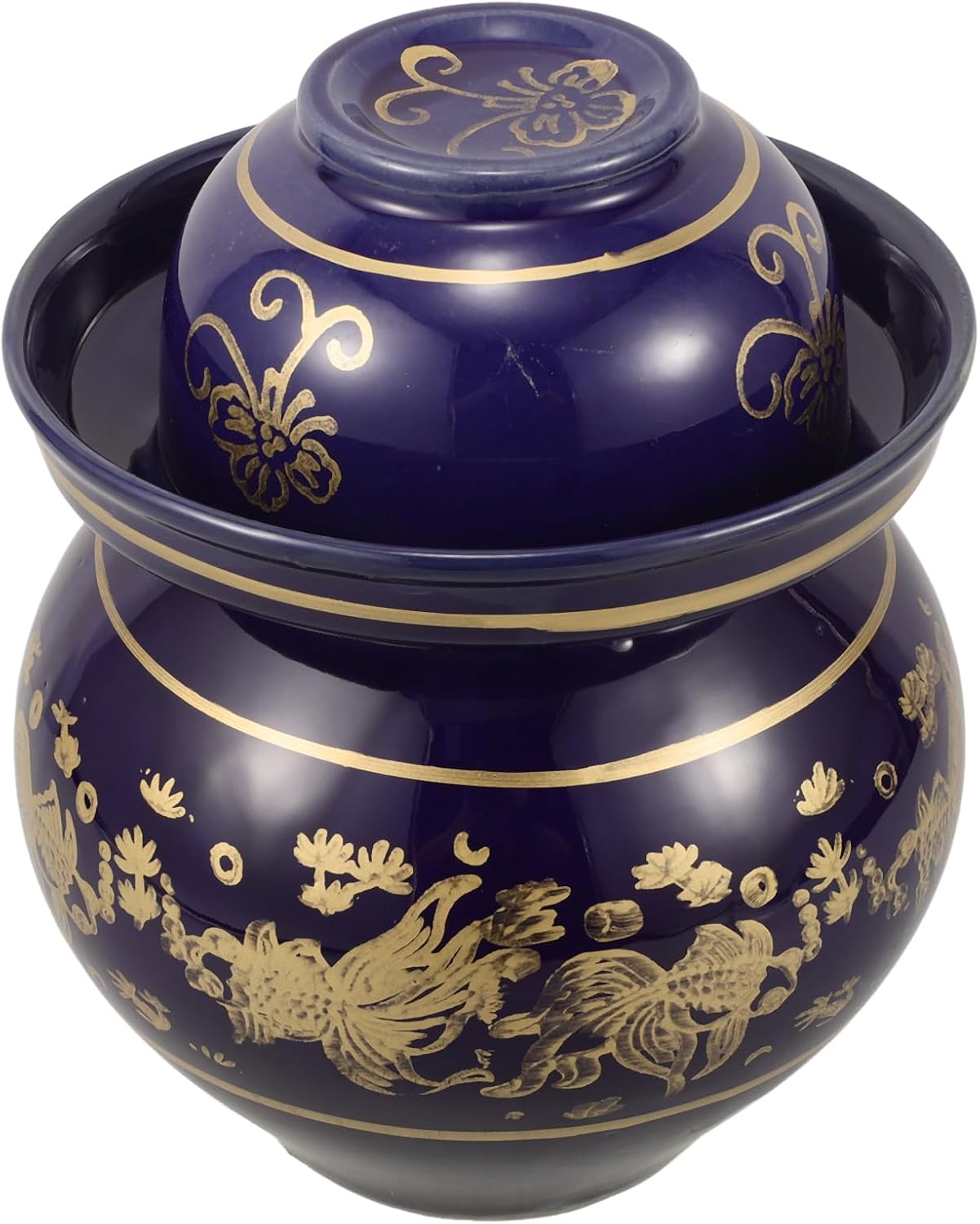 Luxshiny Ceramic Pickling Pot with Lid 4lb Thickened Porcelain Kitchen Fermenting Jar Food Storage Container for Kimchi Vegetable Pickle Home Use