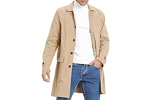 Slim Fit Mens Tan Trench Coat - Stay Dapper in Any Weather