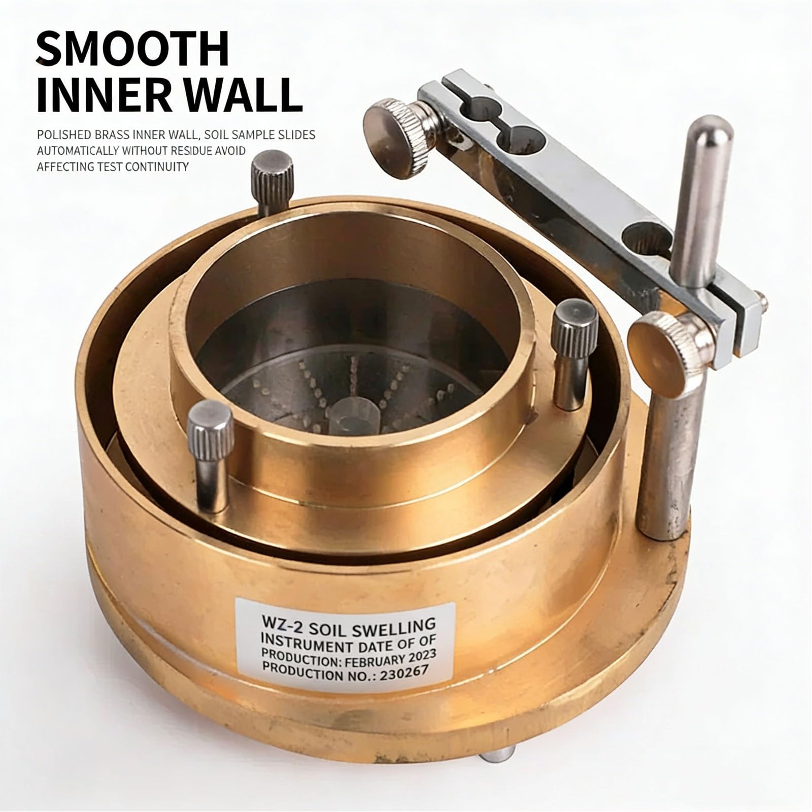 Probador De Tasa De Hinchazón Del Suelo, Herramienta De Medición Del Contenido De Humedad, Con Micrómetro Mecánico Y Vaso Medidor De Latón, Diseño Desmontable, For Laboratorio