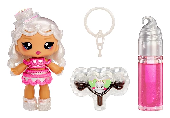 Yummiland Lip Gloss Doll: Sour Sweeties - Misty Cakes - Includes 1 Doll, DIY Lip Gloss + Removable Keychain, Cosmetic Play, Collectible, Suitable for Children Ages 4+ - Misty Cakes