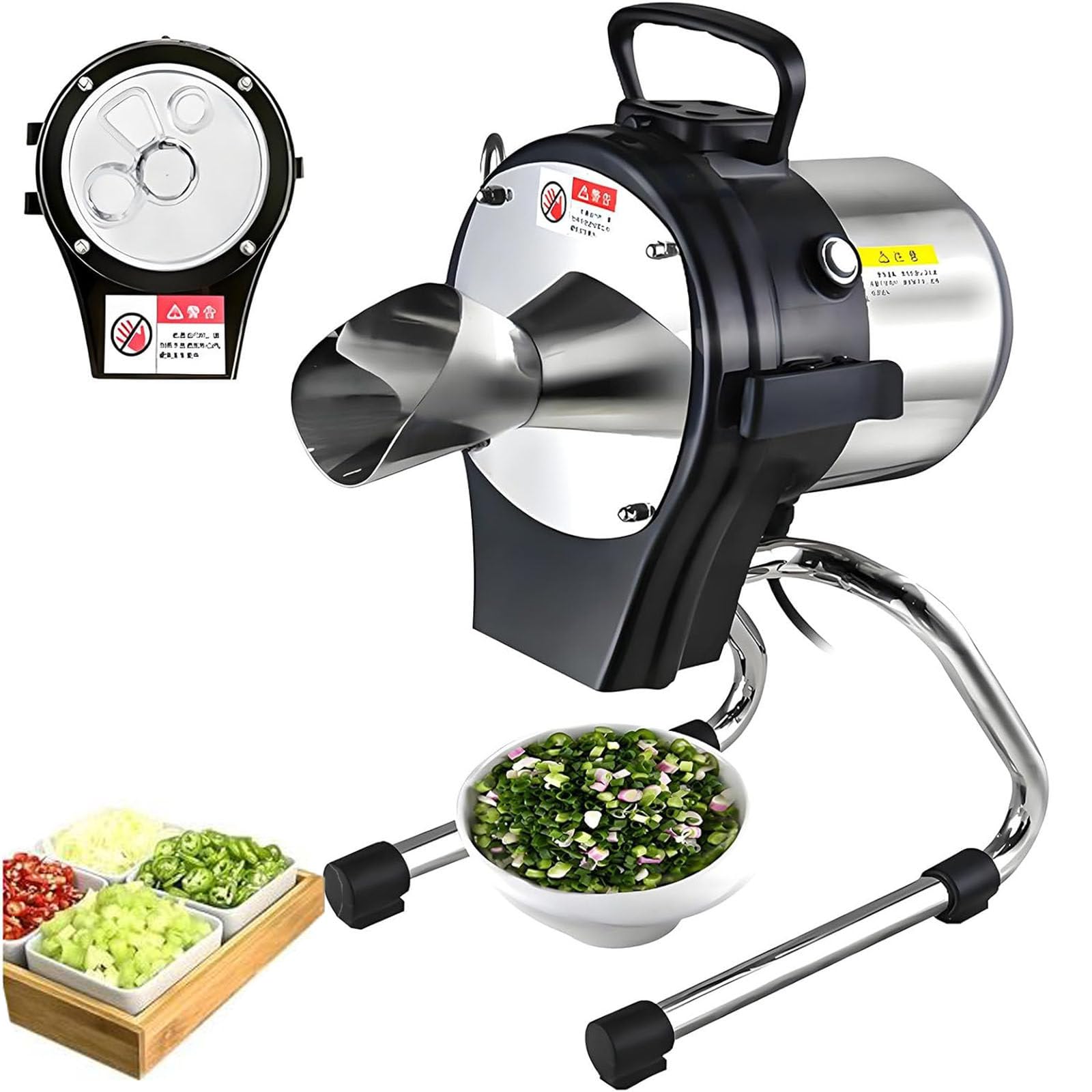 ZHJOPP Electric Spring Onion Slicer Scallion Cutter Vegetable Shredder for Garlic Ginger Chili Potato, 1-5mm Thickness, 6000BPM