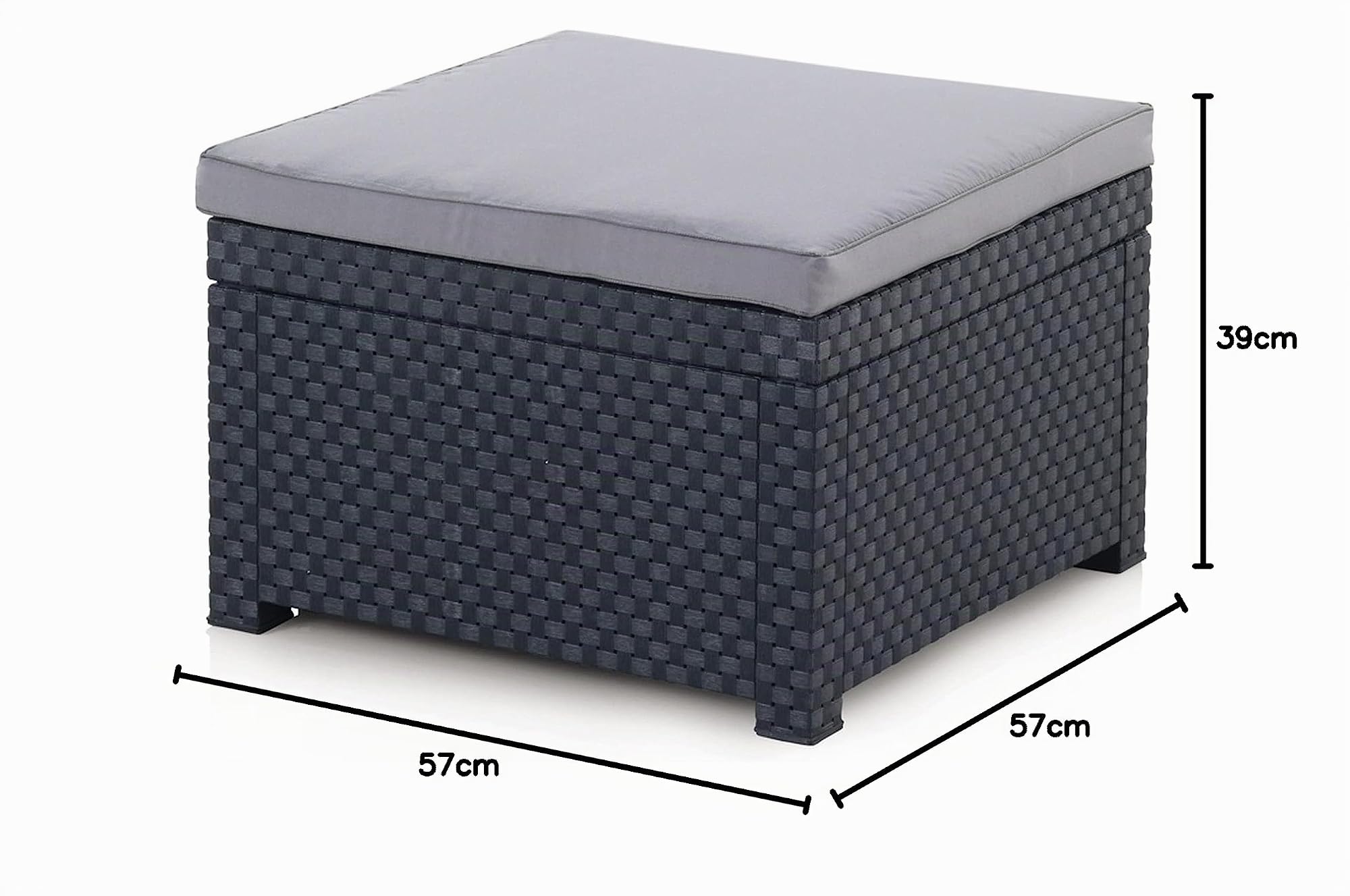 Shaf - Diva | Puff Exterior para Muebles de Jardin - Taburete Bajo de Jardin | Fabricado en España con Materiales Reciclados - Color Grafito