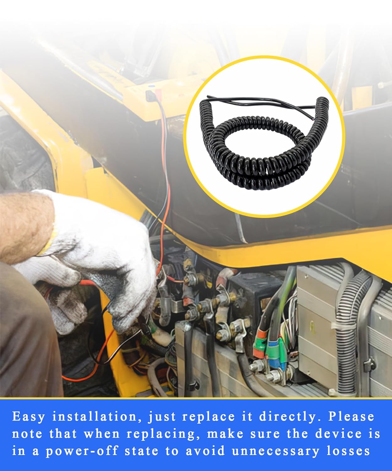 4-20-3 Coil Cord,3 Conductor Wire 18/3 18AWG 20 Foot Retractable Spring Coil Wire Compatible with Industrial/Home Use