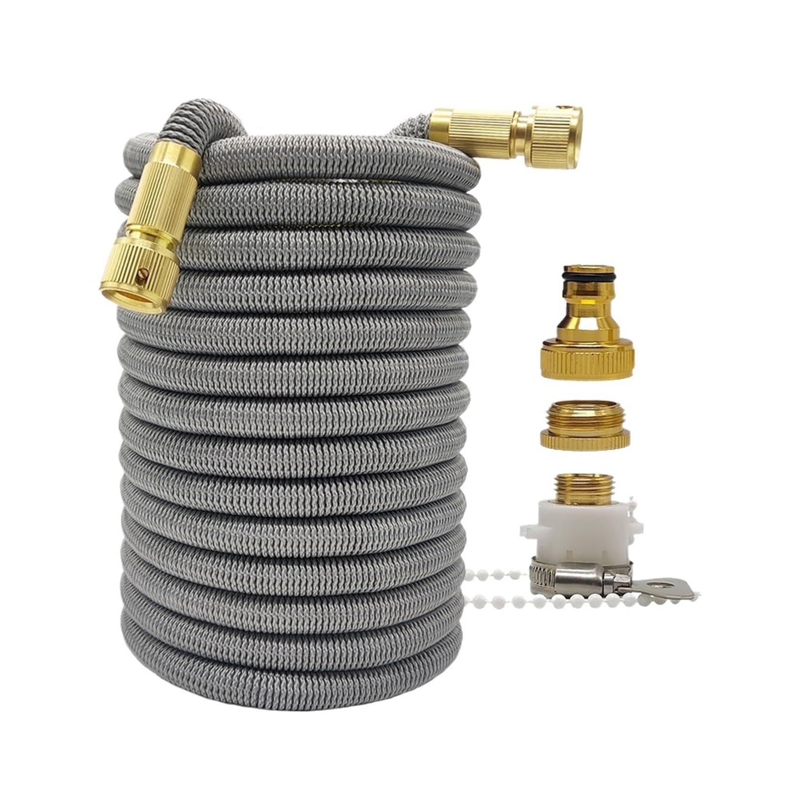 Tubo da giardino, tubo da giardino espandibile ad alta pressione per irrigazione da giardino, 2,5-30 m, adatto per irrigazione agricola e lavaggio auto (colore: grigio, dimensioni: 30,5 m)