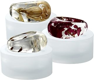 FUNSHOWCASE Oval Dome Resin Ring Silicone Molds for Cocktail Rings - UV Epoxy Jewelry Making, US Sizes 5-10+, 16-20mm Multi-Shapes