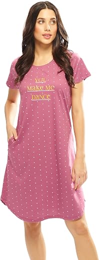 LOTIK Women's Cotton Traingle Printed Knee Length Short Nighty