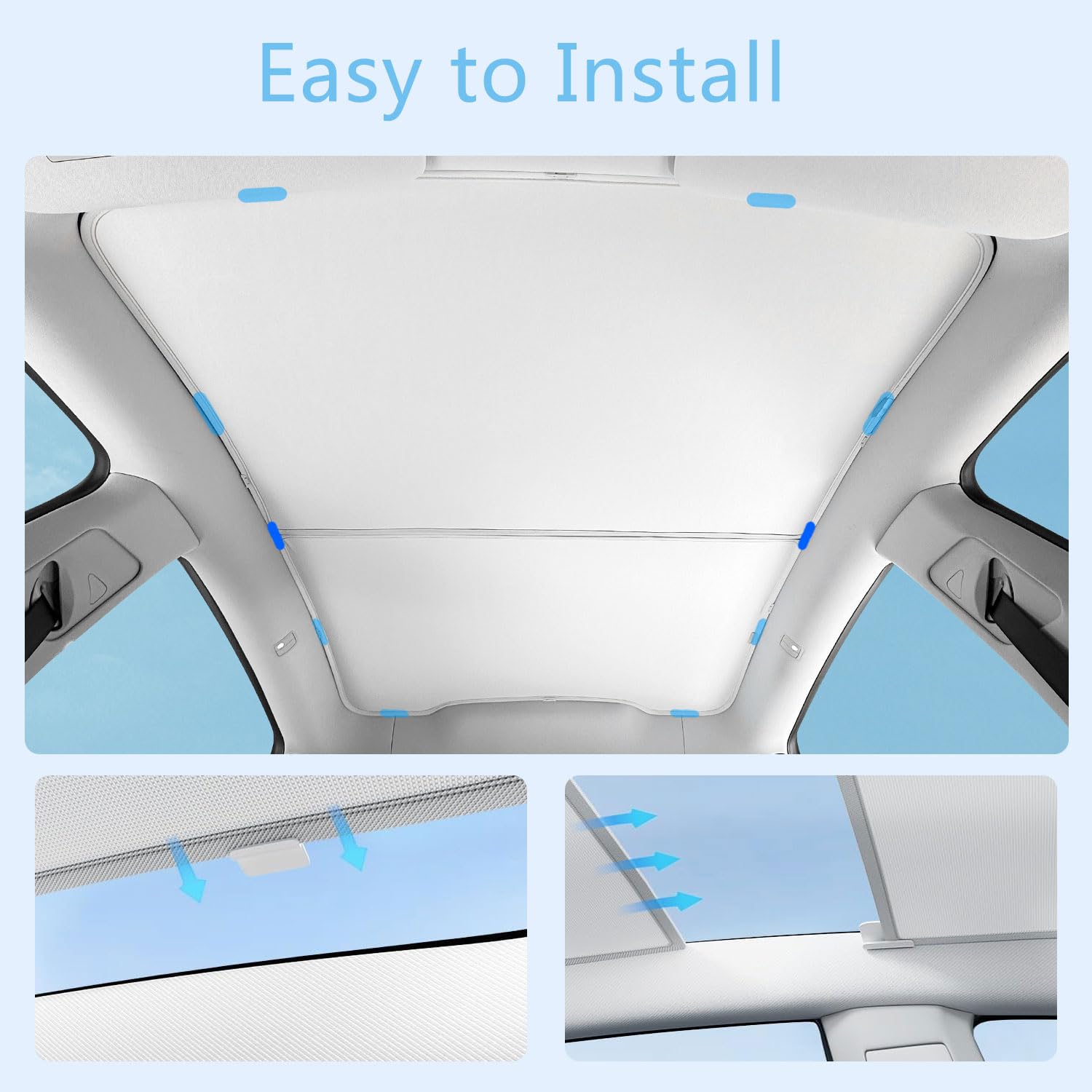 TOPABYTE Pare Soleil pour Tesla Model Y Juniper 2026 2025 Pare-Soleil Toit en Verre Protection Bloque la Chaleur, Fenêtre de Toit Isolation Contre Les Rayons UV, Beige